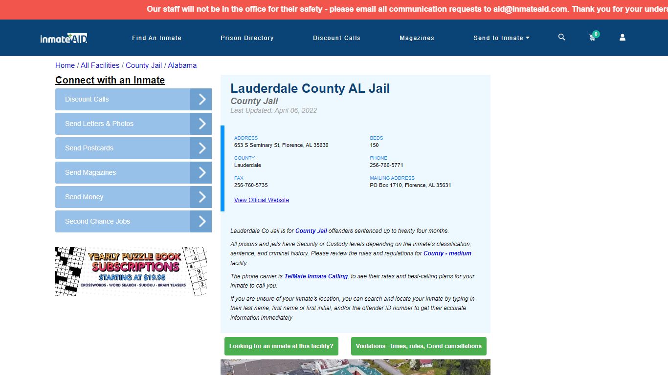 Lauderdale County AL Jail - Inmate Locator - Florence, AL